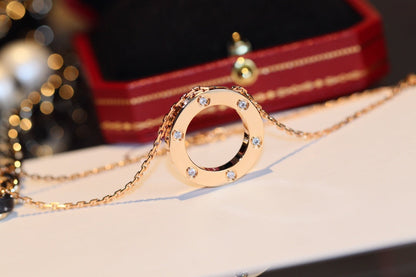 [Am jewelry]LOVE NECKLACE 16MM 6 DIAMONDS PINK GOLD