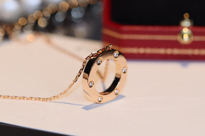 [Am jewelry]LOVE NECKLACE 16MM 6 DIAMONDS PINK GOLD