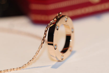 [Am jewelry]LOVE NECKLACE 16MM 6 DIAMONDS PINK GOLD