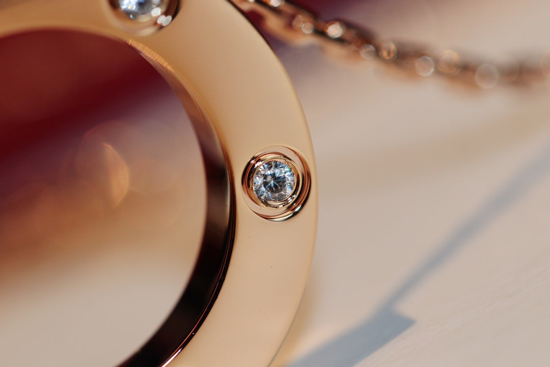 [Am jewelry]LOVE NECKLACE 16MM 6 DIAMONDS PINK GOLD