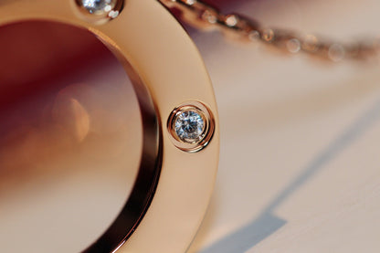 [Am jewelry]LOVE NECKLACE 16MM 6 DIAMONDS PINK GOLD