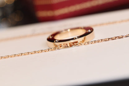 [Am jewelry]LOVE NECKLACE 16MM 6 DIAMONDS PINK GOLD
