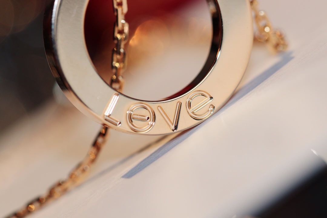 [Am jewelry]LOVE NECKLACE 16MM 6 DIAMONDS PINK GOLD