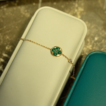 [Am jewelry]SUN MALACHITE 1 DIAMOND PINK GOLD BRACELET