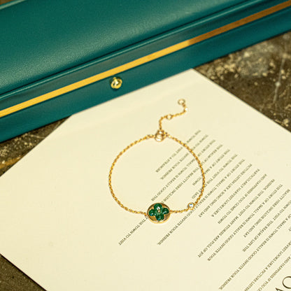[Am jewelry]SUN MALACHITE 1 DIAMOND PINK GOLD BRACELET