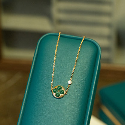 [Am jewelry]SUN MALACHITE 1 DIAMOND PINK GOLD BRACELET
