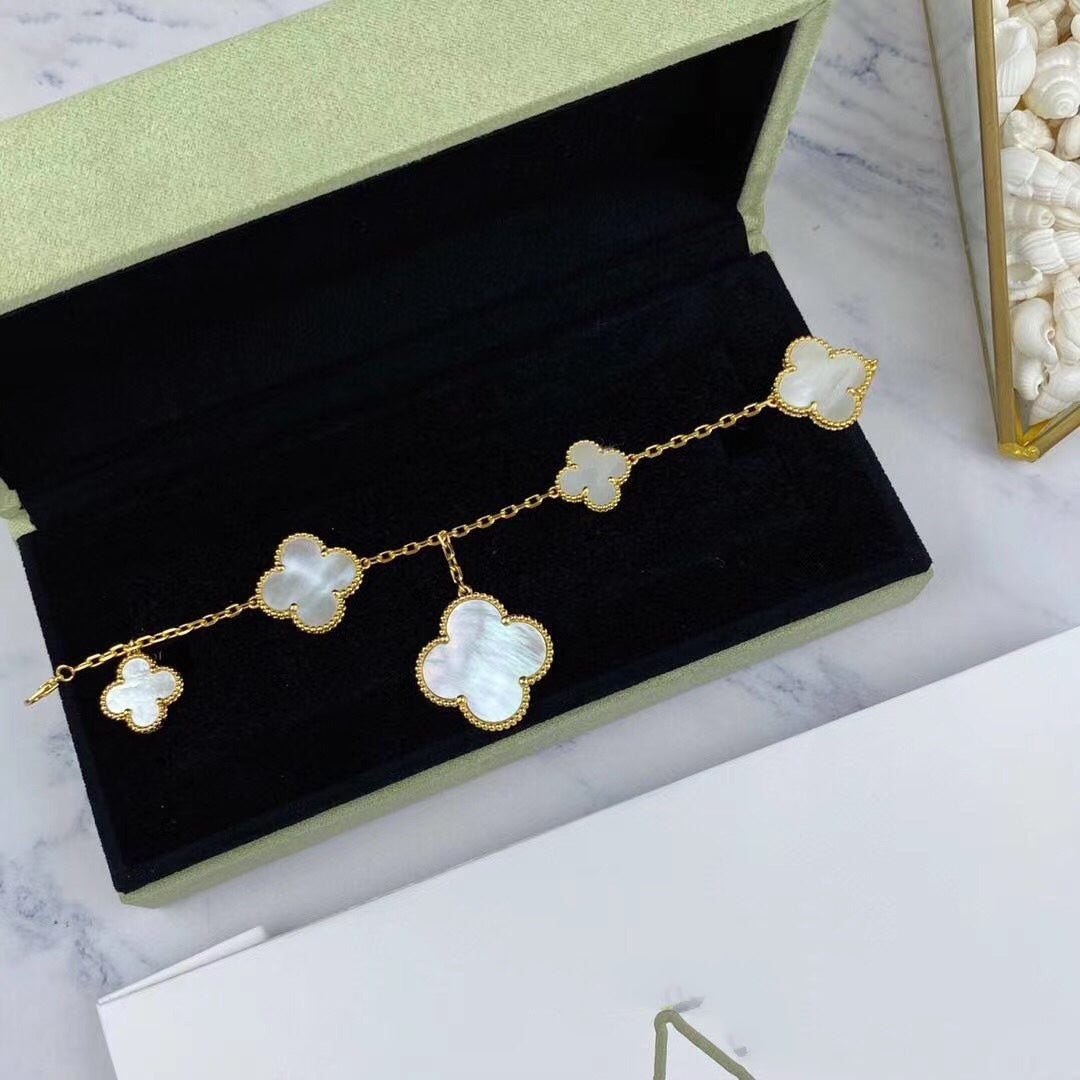 [Am jewelry]MAGIC CLOVER MOP GOLD BRACELET 5 MOTIFS