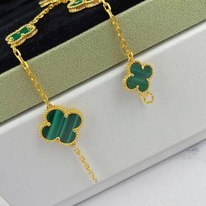 [Am jewelry]MAGIC CLOVER MALACHITE GOLD BRACELET 5 MOTIFS
