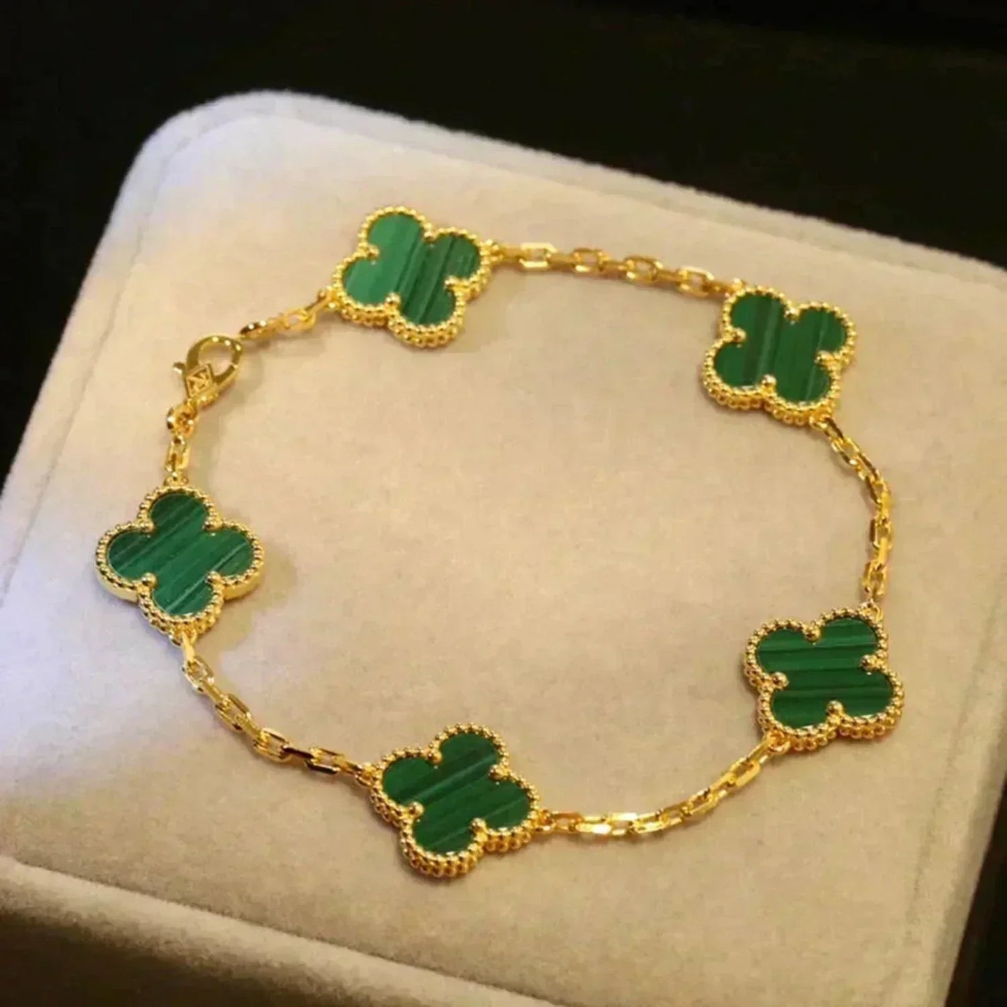 [Am jewelry] CLOVER 5 MOTIF MALACHITE BRACELET COLLECTION