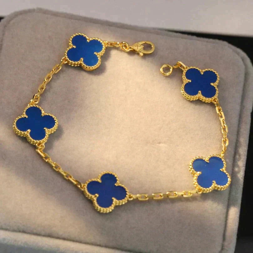 [Am jewelry] CLOVER 5 MOTIF BLUE AGATE BRACELET COLLECTION