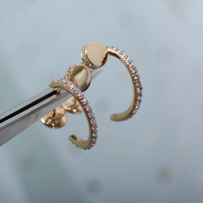 [Am jewelry]JUSTE EARRINGS 12.75MM PINK GOLD DIAMOND