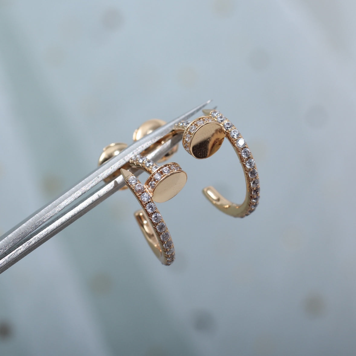 [Am jewelry]JUSTE EARRINGS 12.75MM PINK GOLD DIAMOND