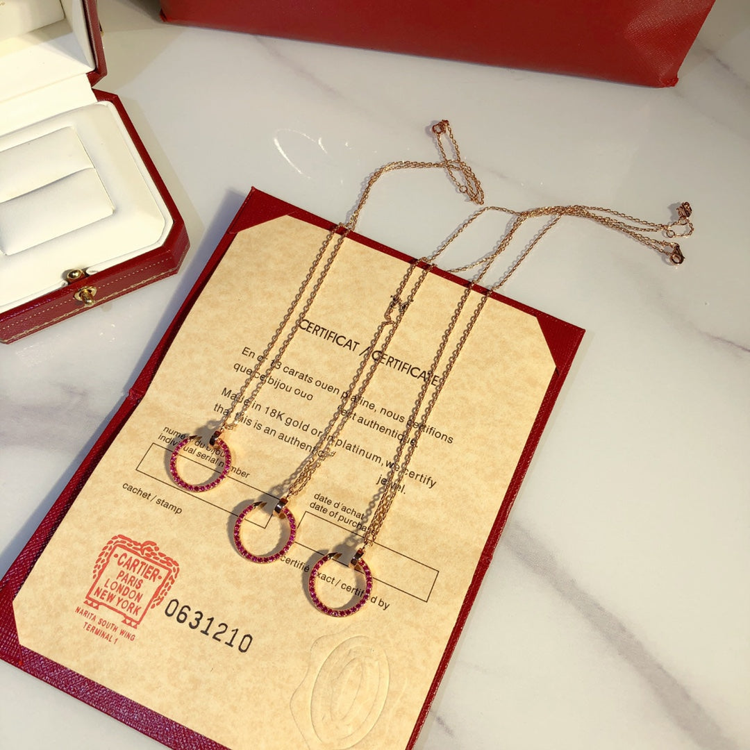[Am jewelry]JUSTE NECKLACE GOLD RED DIAMONDS