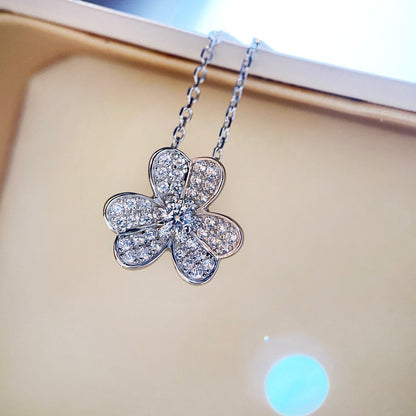 [Am jewelry]CLOVER DIAMOND NECKLACE SILVER