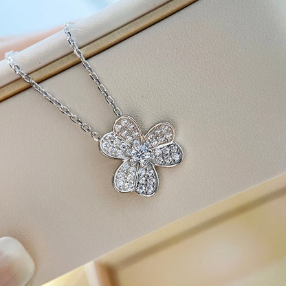 [Am jewelry]CLOVER DIAMOND NECKLACE SILVER