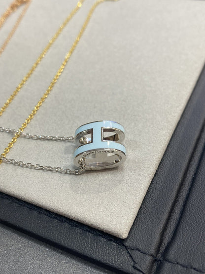 [Am jewelry]POP H LIGHT BLUE NECKLACE