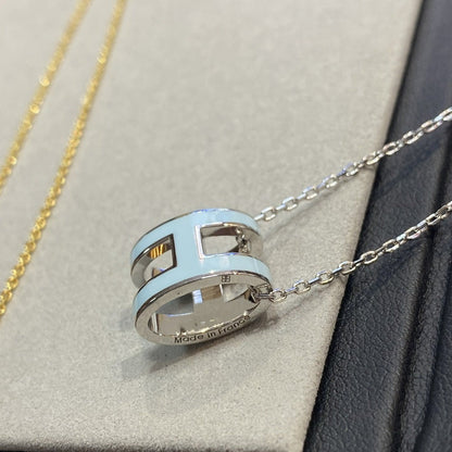 [Am jewelry]POP H LIGHT BLUE NECKLACE