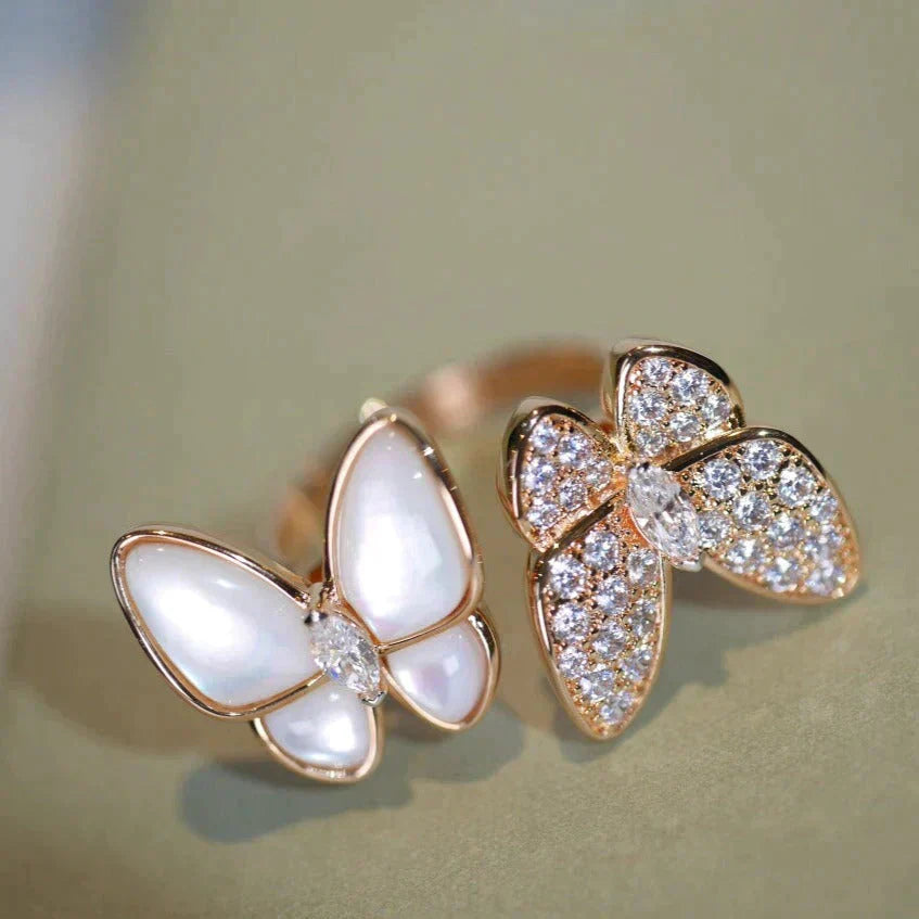 [Am jewelry]TWIN BUTTERFLY DIAMOND MOP RING