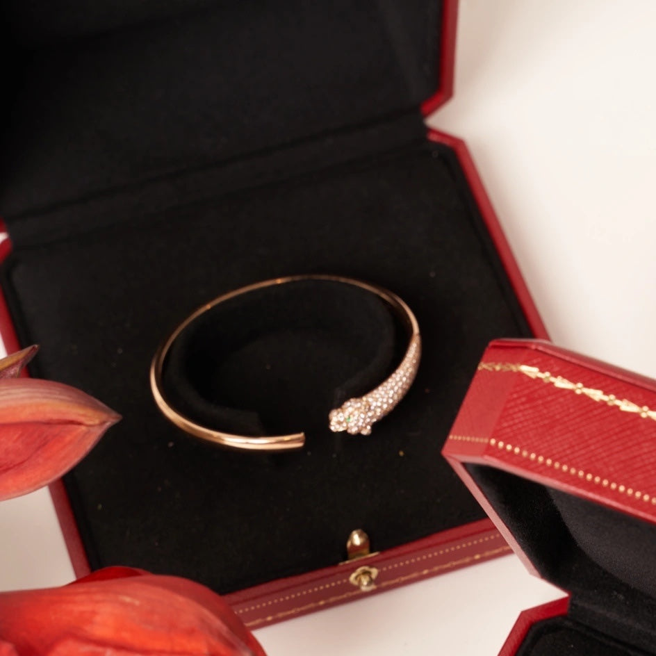 [Am jewelry]PANTHERE ROSE GOLD DIAMOND OPEN BRACELET