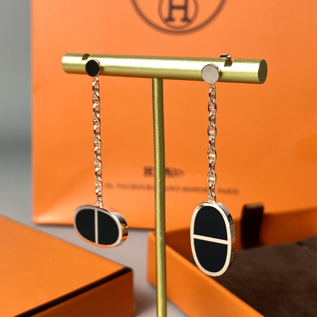 [Am jewelry]CHAINE VERSO BLACK CERAMIC EARRINGS