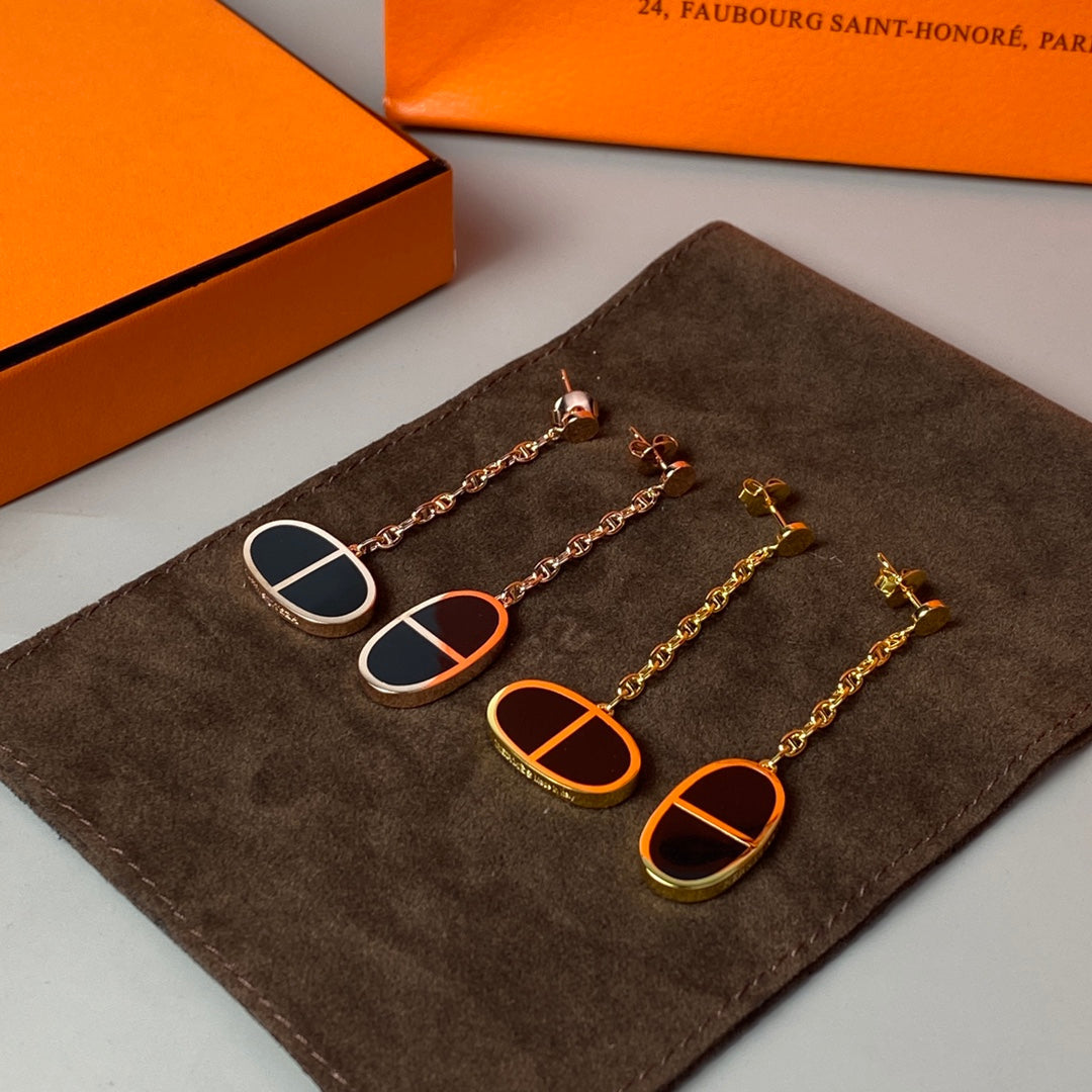 [Am jewelry]CHAINE VERSO BLACK CERAMIC EARRINGS