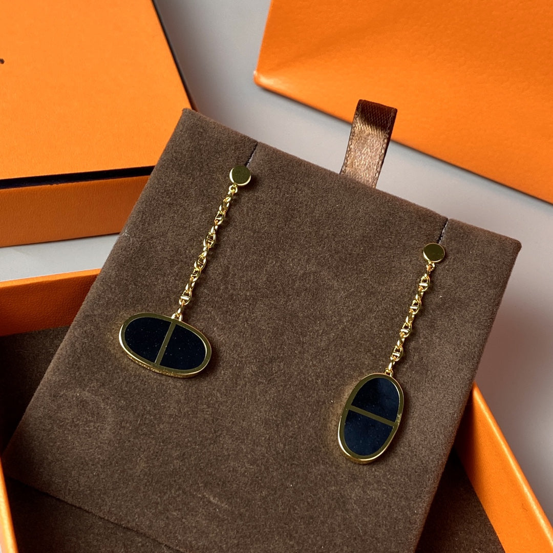 [Am jewelry]CHAINE VERSO BLACK CERAMIC EARRINGS