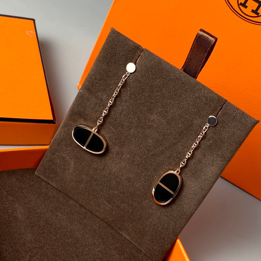 [Am jewelry]CHAINE VERSO BLACK CERAMIC EARRINGS