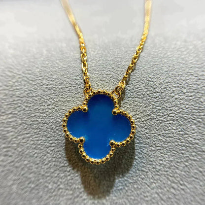 [Am jewelry]CLOVER 15MM BLUE AGATE NECKLACE