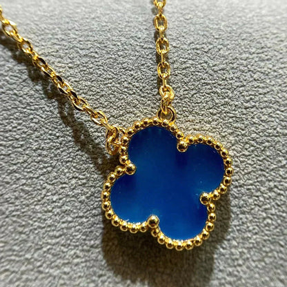 [Am jewelry]CLOVER 15MM BLUE AGATE NECKLACE