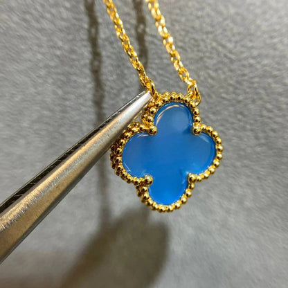 [Am jewelry]CLOVER 15MM BLUE AGATE NECKLACE