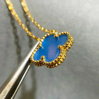 [Am jewelry]CLOVER 15MM BLUE AGATE NECKLACE