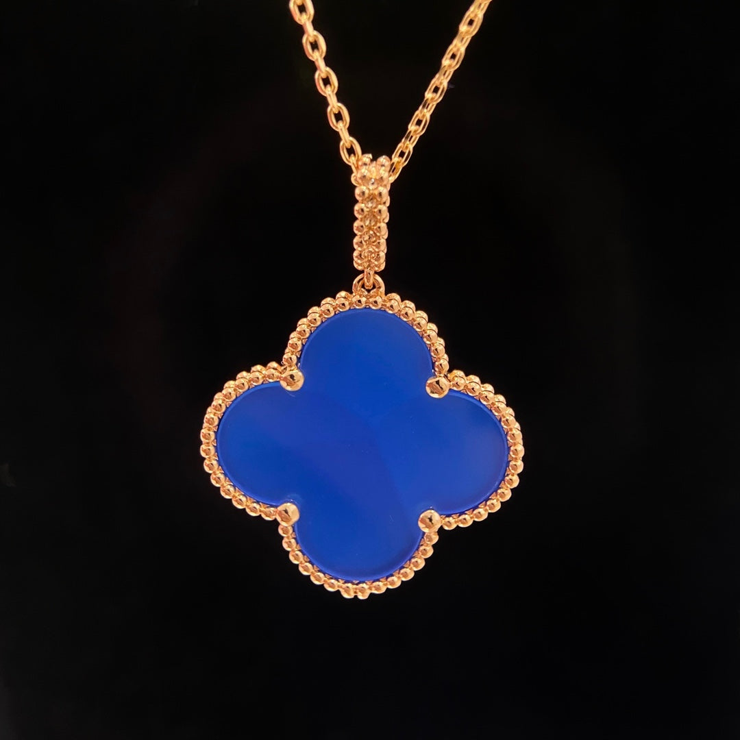[Am jewelry]CLOVER 25MM NECKLACE TURQUOISE ROSE GOLD
