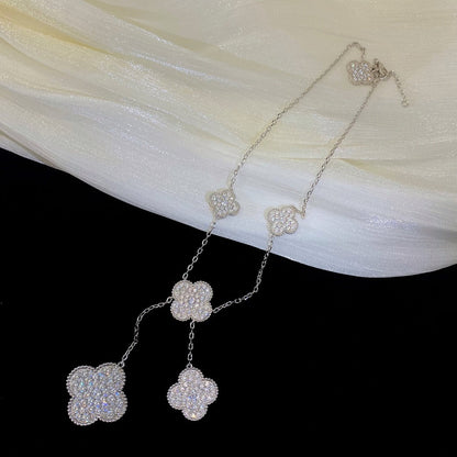 [Am jewelry]CLOVER 5 MOTIFS SILVER DIAMONDS NECKLACE