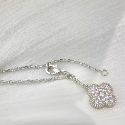 [Am jewelry]CLOVER 5 MOTIFS SILVER DIAMONDS NECKLACE