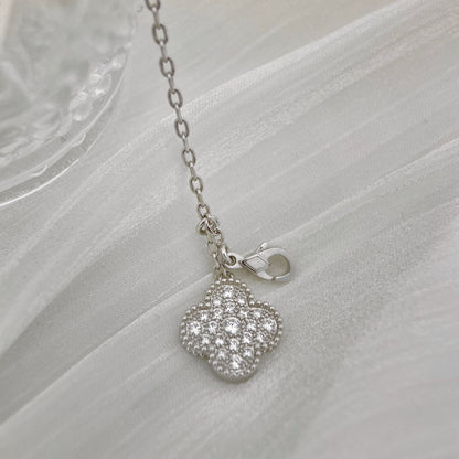 [Am jewelry]CLOVER 5 MOTIFS SILVER DIAMONDS NECKLACE