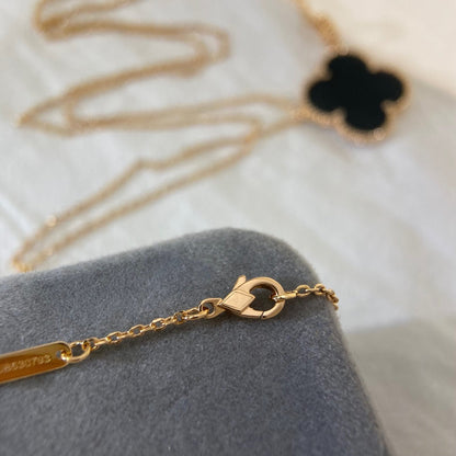 [Am jewelry]CLOVER 25MM NECKLACE GOLD ONYX