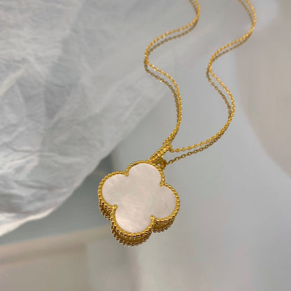 [Am jewelry]CLOVER 25MM MOP LARGE PENDANT NECKLACE