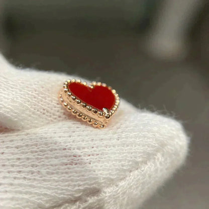 [Am jewelry]HEART CARNELIAN STUD EARRINGS