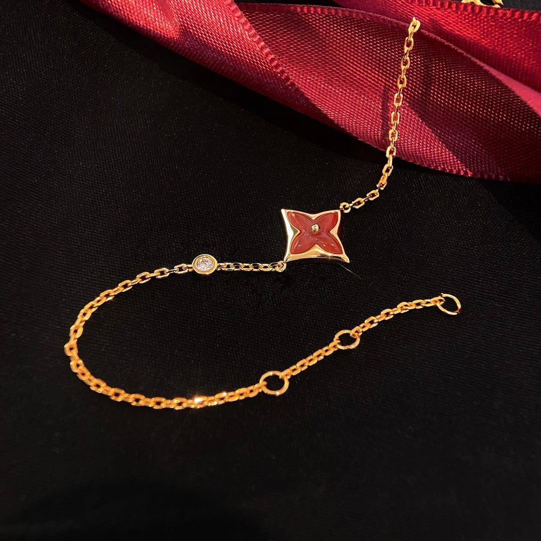 [Am jewelry]COLOR STAR CARNELIAN PINK GOLD DIAMOND BRACELET