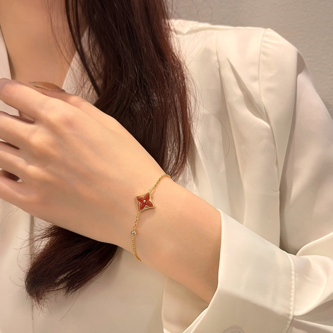 [Am jewelry]COLOR STAR CARNELIAN PINK GOLD DIAMOND BRACELET