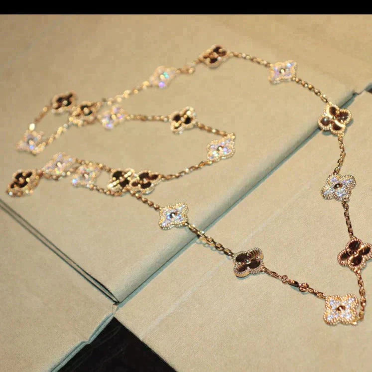 [Am jewelry]CLOVER 20 MOTIFS LASER DIAMOND NECKLACE