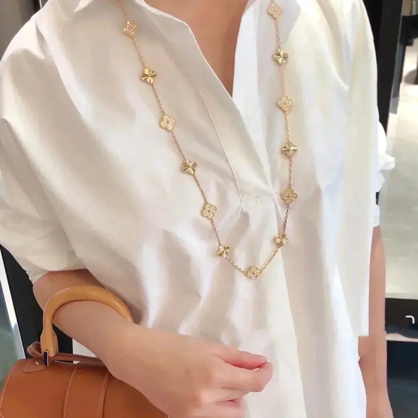 [Am jewelry]CLOVER 20 MOTIFS LASER DIAMOND NECKLACE