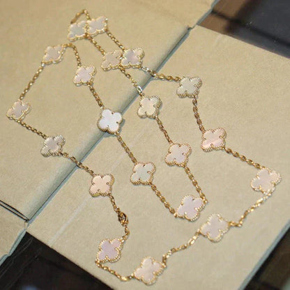 [Am jewelry]CLOVER 20 MOTIFS WHITE MOP NECKLACE
