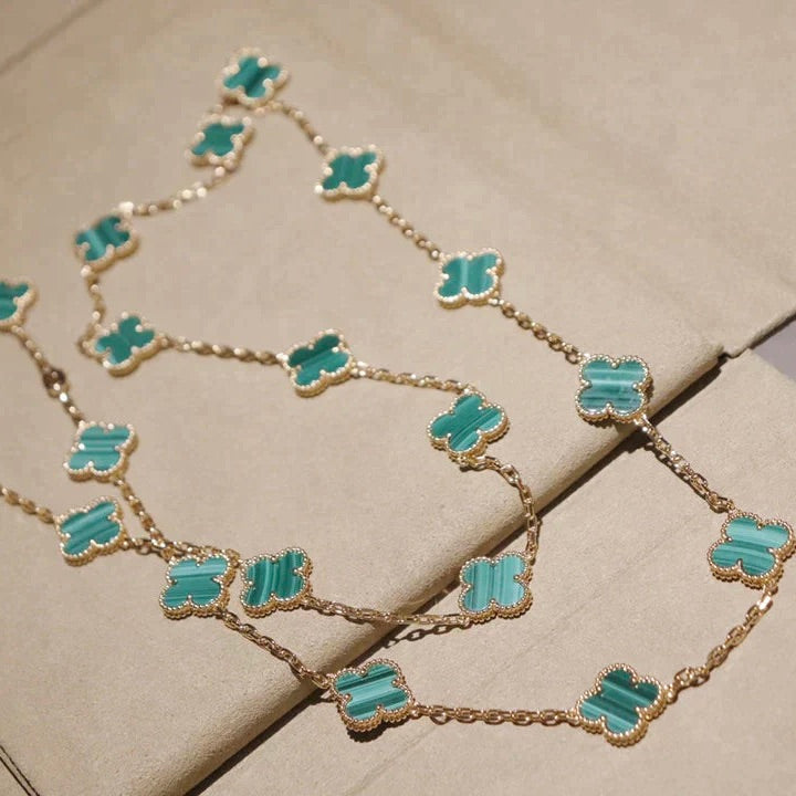 [Am jewelry]CLOVER 20 MOTIFS MALACHITE GOLD