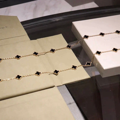 [Am jewelry]CLOVER 20 MOTIFS ONYX NECKLACE