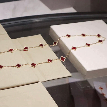 [Am jewelry]CLOVER 20 MOTIFS CARNELIAN NECKLACE