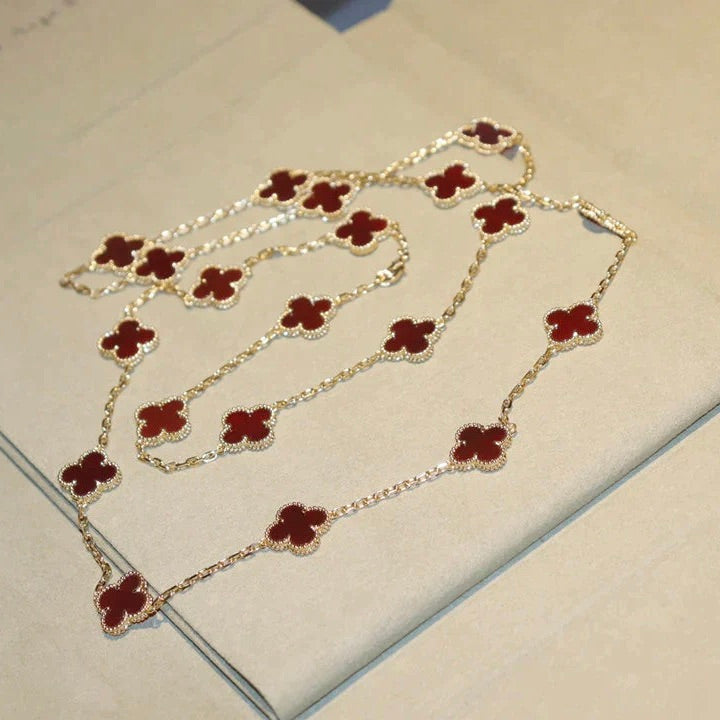 [Am jewelry]CLOVER 20 MOTIFS CARNELIAN NECKLACE