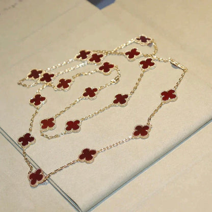 [Am jewelry]CLOVER 20 MOTIFS CARNELIAN NECKLACE