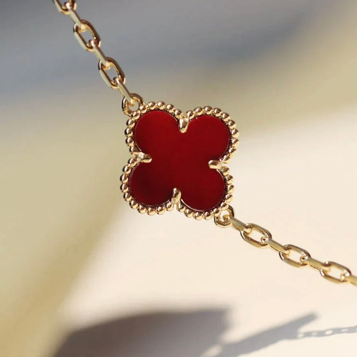[Am jewelry]CLOVER 20 MOTIFS CARNELIAN NECKLACE
