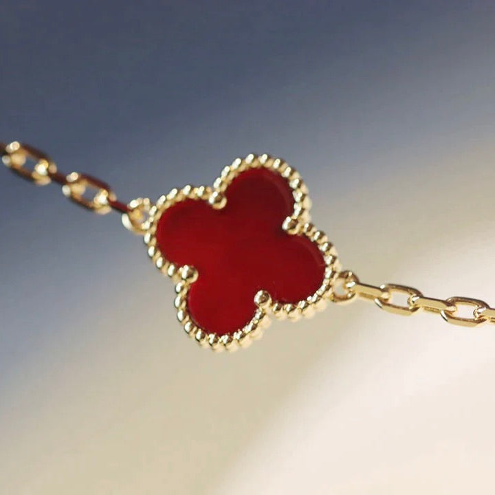 [Am jewelry]CLOVER 20 MOTIFS CARNELIAN NECKLACE